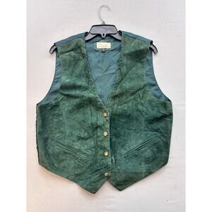 Ivy Club Classics Mens Green Suede Leather Vest Large Western Boho Waistcoat